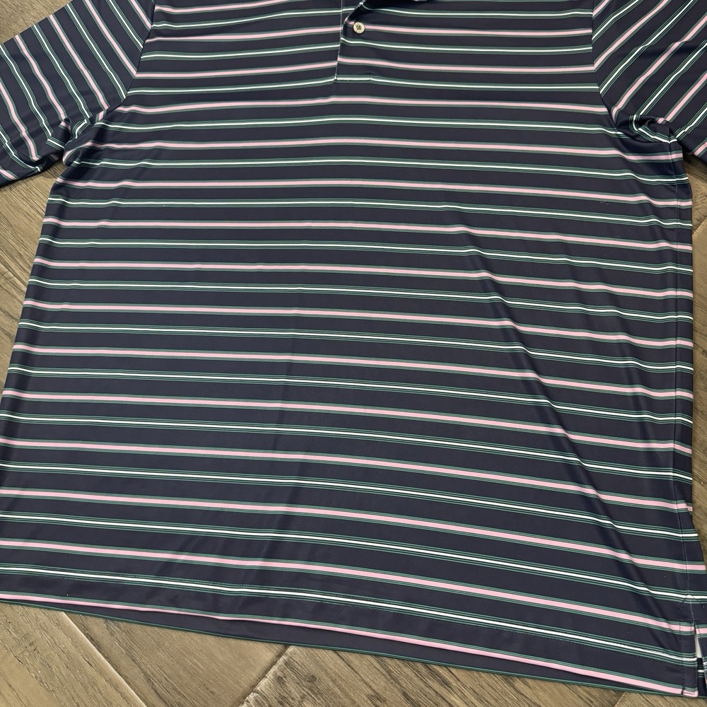 Roundtree And Yorke Performance Striped Short Sleeve Golf Polo Shirt Men's SZ L - Picture 2 of 8